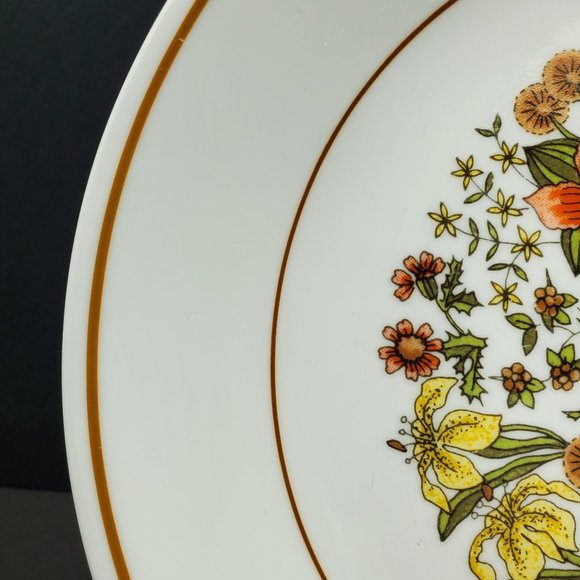 Corelle Indian Summer Lunch Salad Bread Dessert Plate Brown Orange Yellow Flower - Picture 4 of 9